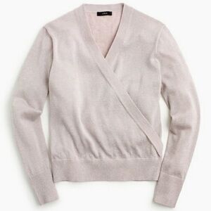 J. Crew | Lurex Wrap Sweater Top Wool Blend Shimmery Blush Pink XS NWT